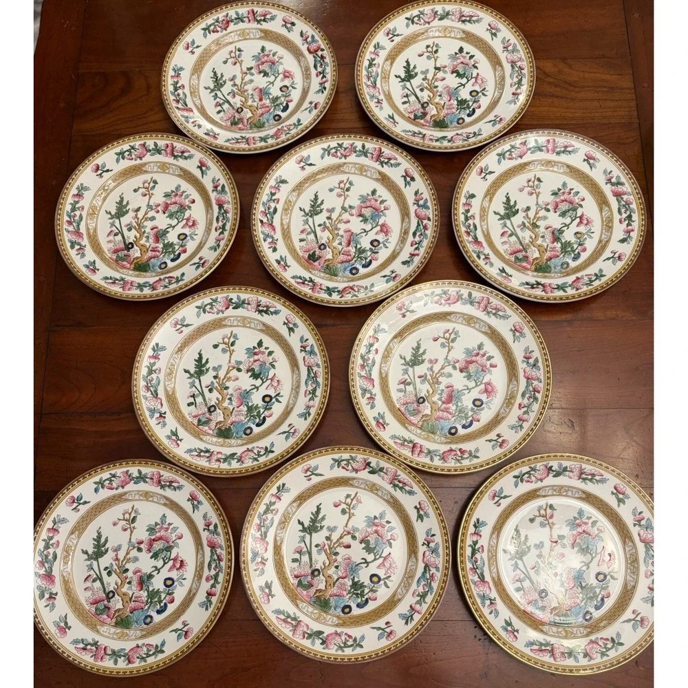 10 Antique S Hancock & Sons Indian Tree Plates 6664 Stoke On Trent England